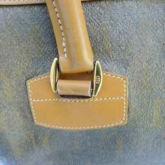 Vintage GUCCI Tan Monogram Canvas Leather Trim Spell-Out Logo Satchel - Picture 5 of 12